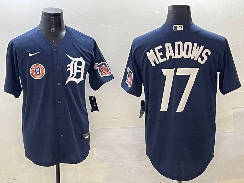 Men Detroit Tigers #17 Meadows Drak Blue Game 2025 Nike MLB Jersey style 1->detroit tigers->MLB Jersey